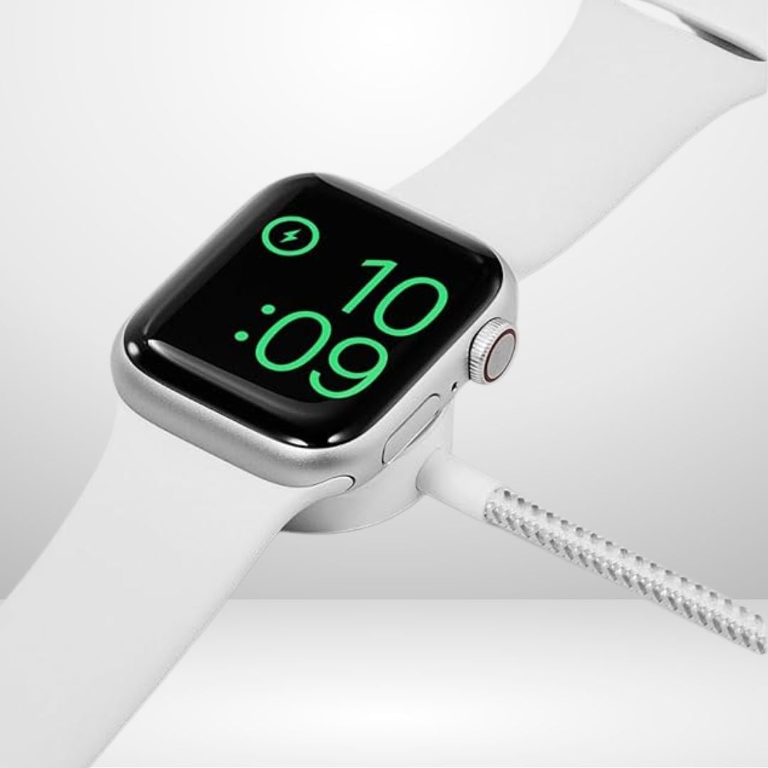 Braided Magnetic Wireless Charging Cable for iwatch (USB Type C) (WHITE)